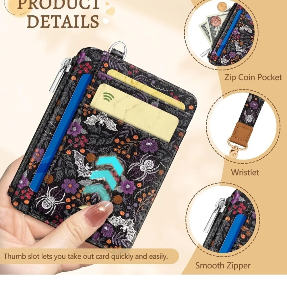 Floral Bat Design Phone Wallet Case